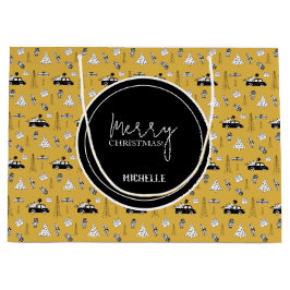 Bolsa De Regalo Grande Navidades de la ciudad moderna con un patrón amari