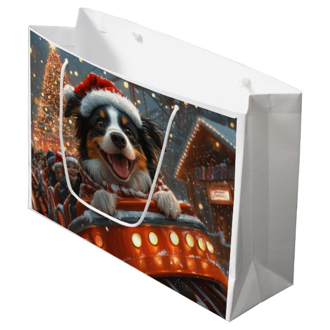 Bolsa De Regalo Grande Navidades de la montaña rusa del rollo de perro de (Angulo Anverso)