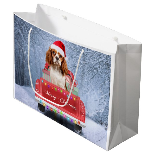Bolsa De Regalo Grande Navidades de la Nieve Perro Cavalier King Charles 