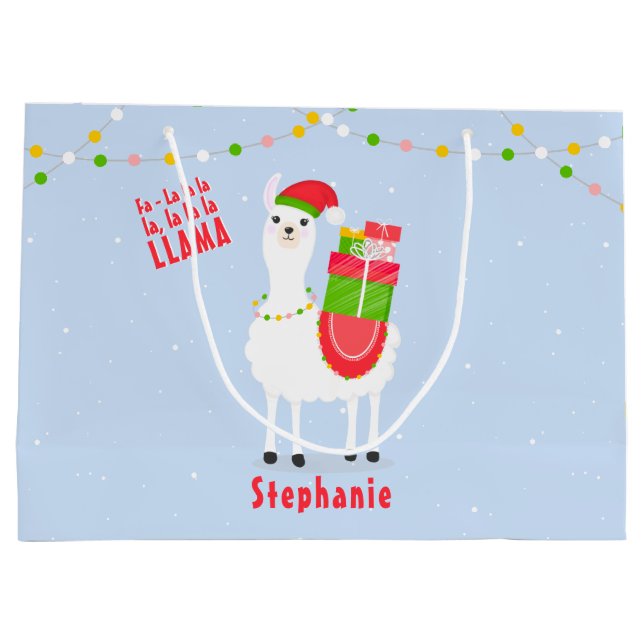 Bolsa De Regalo Grande Navidades de Llama festiva (Reverso)