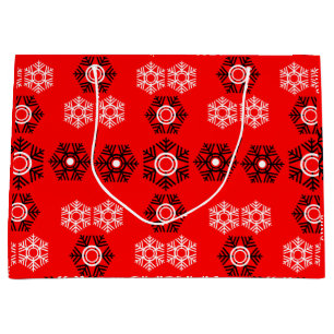 Bolsa De Regalo Grande navidades de lujo Copos De Nieve Rojos Y Blancos