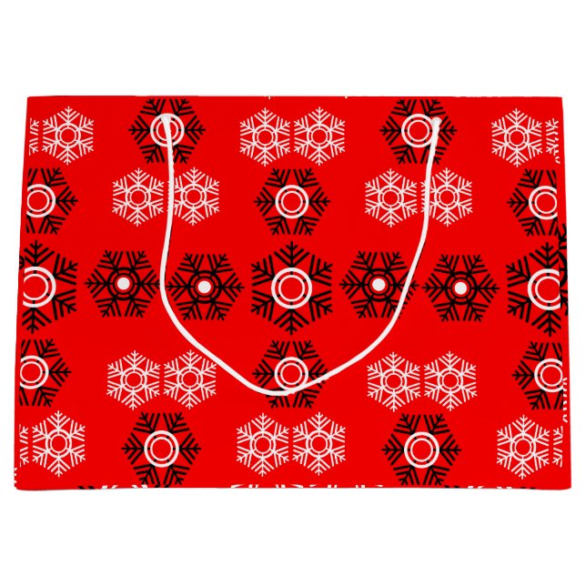 Bolsa De Regalo Grande navidades de lujo Copos De Nieve Rojos Y Blancos (Anverso)