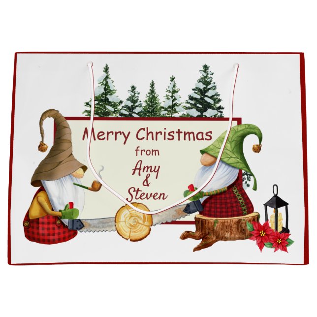 Bolsa De Regalo Grande Navidades de Lumberjack Gnomes (Anverso)