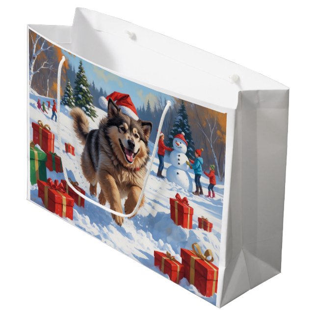 Bolsa De Regalo Grande Navidades de Malamute de Alaska celebran escena de (Angulo Anverso)