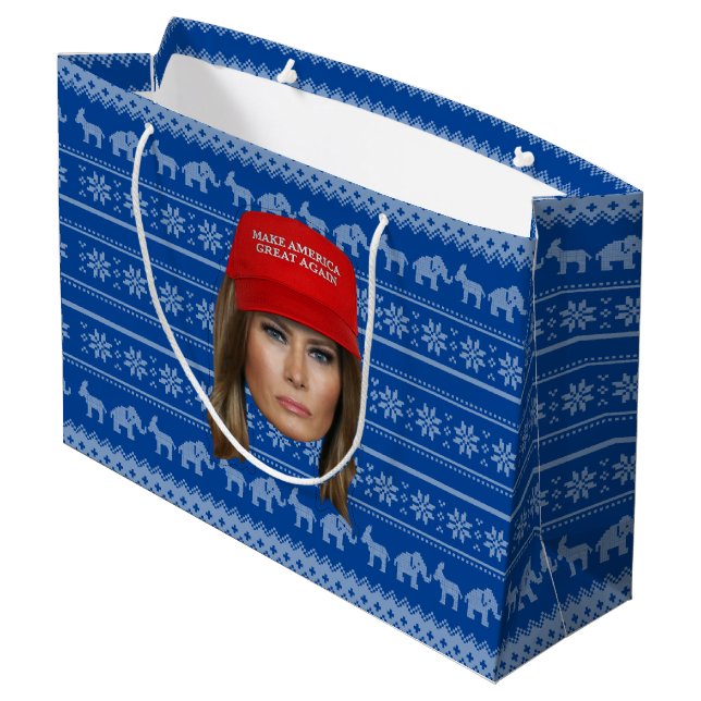 Bolsa De Regalo Grande Navidades de Melania Trump MAGA (Angulo reverso)