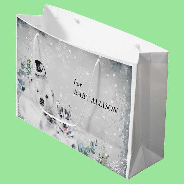 Bolsa De Regalo Grande Navidades de nieve en invierno de Baby Shower (Subido por el creador)