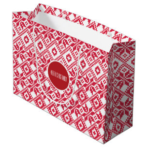 Bolsa De Regalo Grande Navidades de nombres personalizados del patrón nór