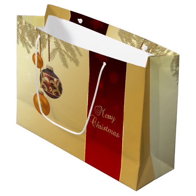 Bolsa De Regalo Grande Navidades de oro elegantes (Angulo Anverso)