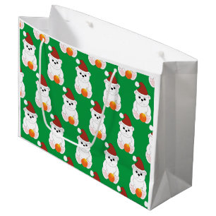 Bolsa De Regalo Grande Navidades de oso polar Santa hat lindo patrón verd