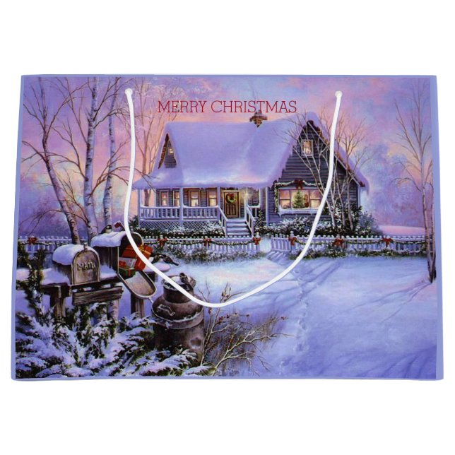 Bolsa De Regalo Grande Navidades de país, vacaciones, Personalizado (Anverso)