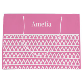 Bolsa De Regalo Grande Navidades de patrones rosados personalizados