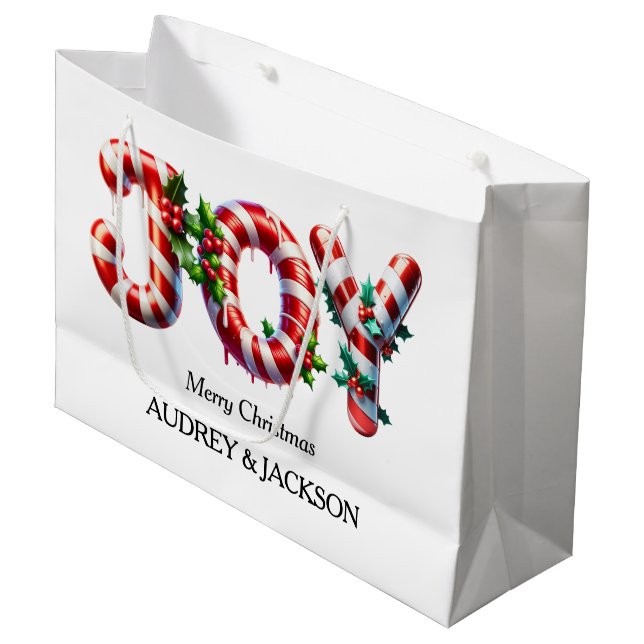 Bolsa De Regalo Grande Navidades de Peppermint Stripe Joy (Angulo Anverso)