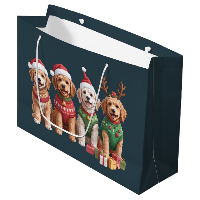 Bolsa De Regalo Grande Navidades de perro Navidades de Goldendoodle Perro (Angulo Anverso)