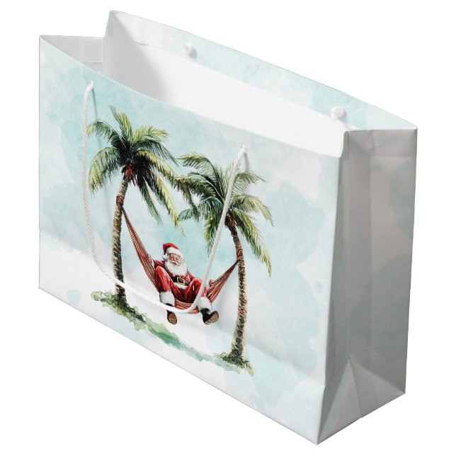 Bolsa De Regalo Grande Navidades de playa Palm Tree Santa Hammock Tropica (Angulo Anverso)