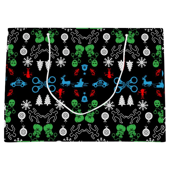 Bolsa De Regalo Grande Navidades de policía decorativos (Anverso)