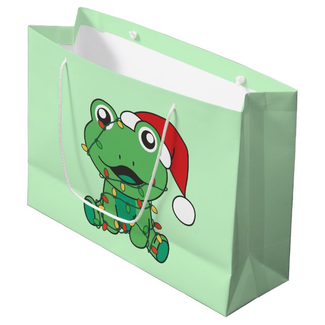 Bolsa De Regalo Grande Navidades de rana Animales de Invierno Ranas Vacun (Angulo Anverso)