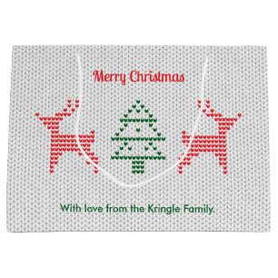 Bolsa De Regalo Grande Navidades de renos con una textura sudorosa