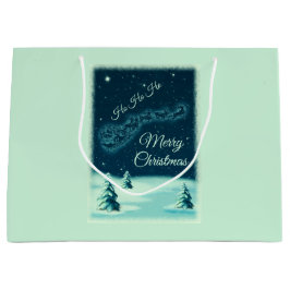 Bolsa De Regalo Grande Navidades de renos sacando a Santa Claus