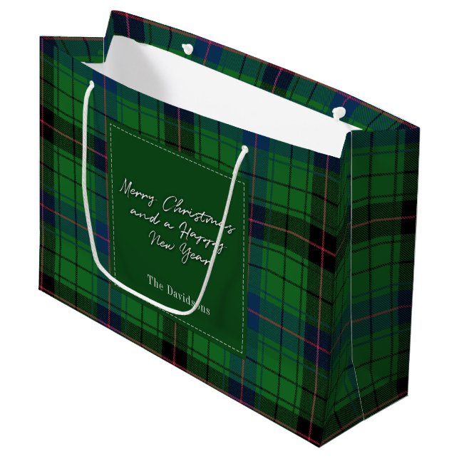 Bolsa De Regalo Grande Navidades de vacaciones Clan Davidson Tartan (Angulo Anverso)