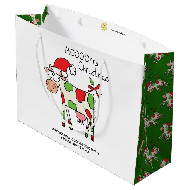 Bolsa De Regalo Grande Navidades de vacas se burlan de los niños (Angulo reverso)