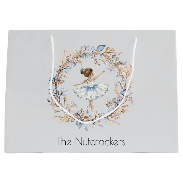 Bolsa De Regalo Grande Navidades de Watercolor Nutcracker Ballerina (Anverso)