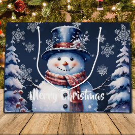 Bolsa De Regalo Grande Navidades de Winter Forest Snowman
