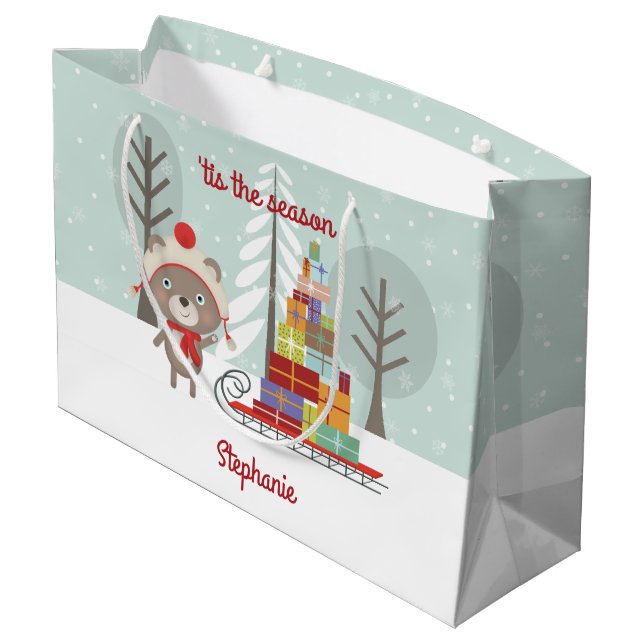 Bolsa De Regalo Grande Navidades de Woodland Bear (Angulo reverso)