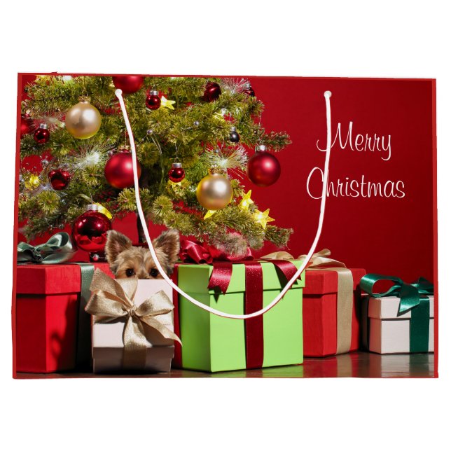 Bolsa De Regalo Grande Navidades de Yorkie (Reverso)