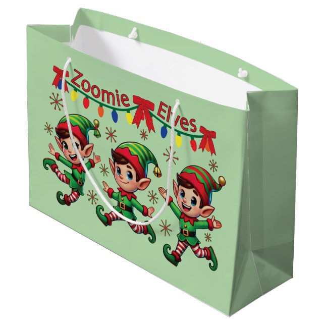 Bolsa De Regalo Grande Navidades de Zoomie Elves (Angulo reverso)
