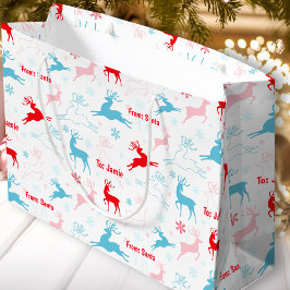Bolsa De Regalo Grande Navidades Deer Nórdico Simple Blue Red Custom Nomb