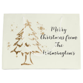 Bolsa De Regalo Grande Navidades del Árbol de Oro festivo