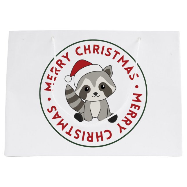 Bolsa De Regalo Grande Navidades del mapache Nieve Raccoons regalo grande (Anverso)