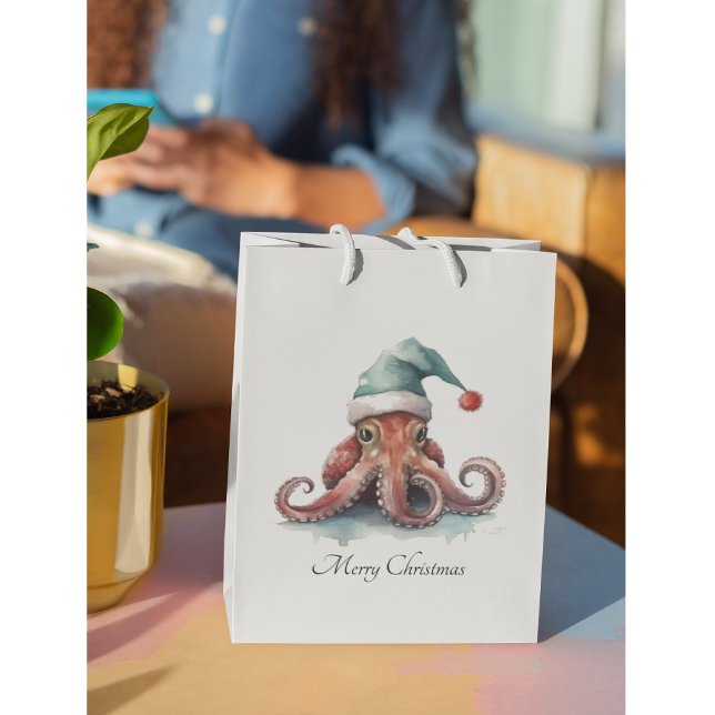 Bolsa De Regalo Grande Navidades del Octopus Alegría, personalizado (Subido por el creador)