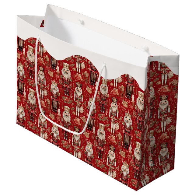 Bolsa De Regalo Grande Navidades del patrón de los petardos rojos nevados (Angulo Anverso)