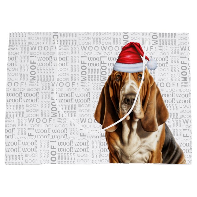 Bolsa De Regalo Grande Navidades divertidos Basset Hound Dog Lover (Anverso)