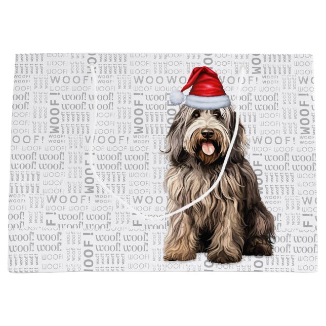 Bolsa De Regalo Grande Navidades divertidos Bergamasco Perro Lover (Anverso)