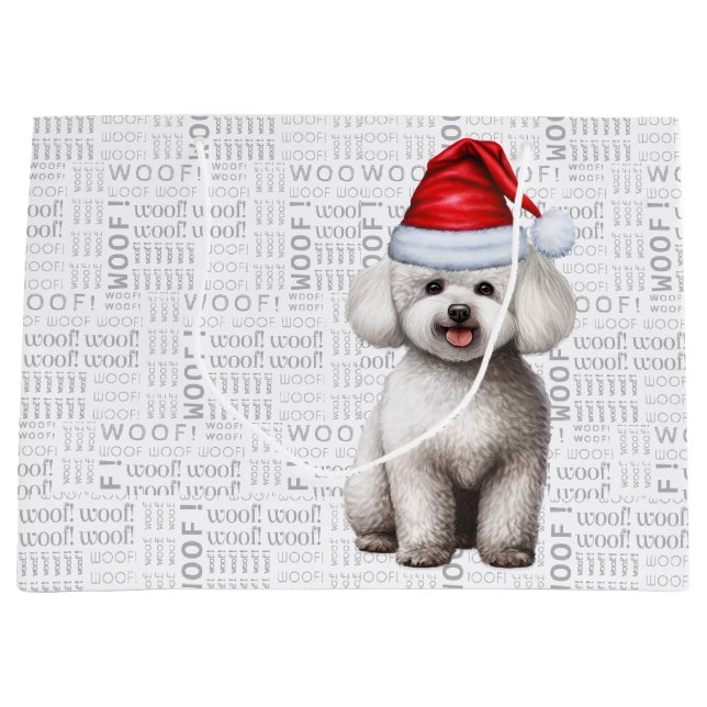 Bolsa De Regalo Grande Navidades divertidos Bichon Frise Dog (Anverso)