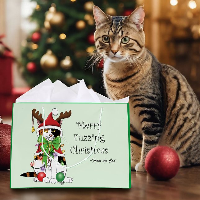 Bolsa De Regalo Grande Navidades divertidos Calico Cat (Subido por el creador)