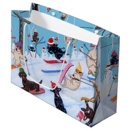 Bolsa De Regalo Grande Navidades divertidos de invierno esquiando labrado