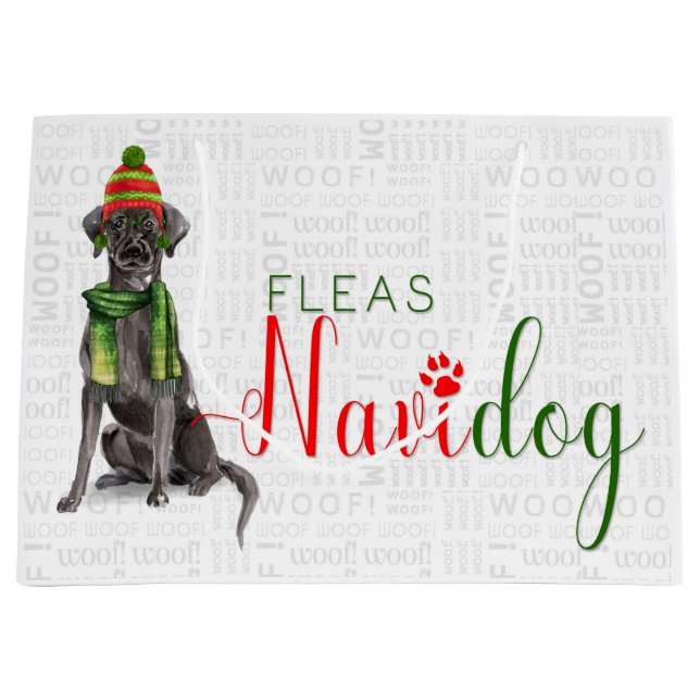 Bolsa De Regalo Grande Navidades divertidos huyen de Navidog con laborato (Anverso)