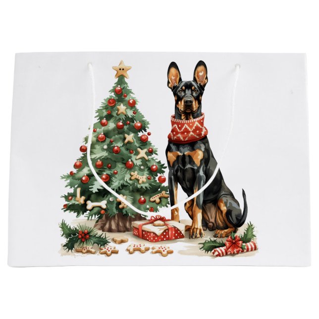 Bolsa De Regalo Grande Navidades Dobermann Dogs (Anverso)