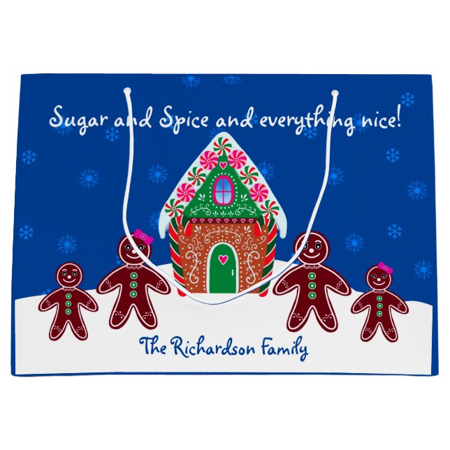 Bolsa De Regalo Grande Navidades dulces de la casa Gingerbread (Anverso)