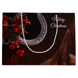 Bolsa De Regalo Grande Navidades ecuestres colgando foto de herradura