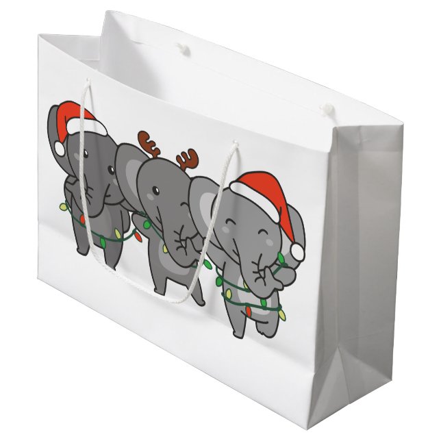 Bolsa De Regalo Grande Navidades elefantes Navidades animales curados de  (Angulo Anverso)