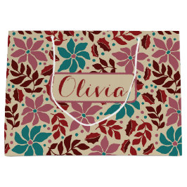 Bolsa De Regalo Grande Navidades Elegante Nombre Floral Vintage