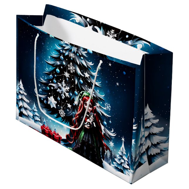 Bolsa De Regalo Grande Navidades Elf con Kitten. (Angulo Anverso)