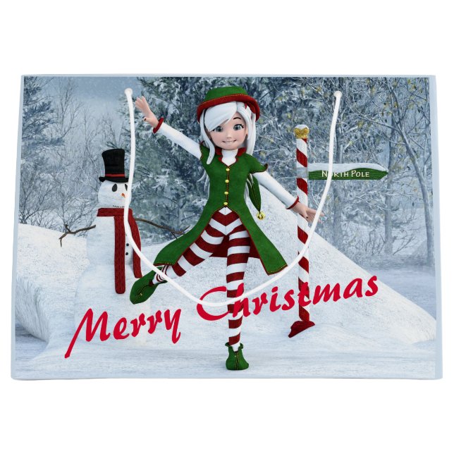 Bolsa De Regalo Grande Navidades en un bosque de invierno (Anverso)