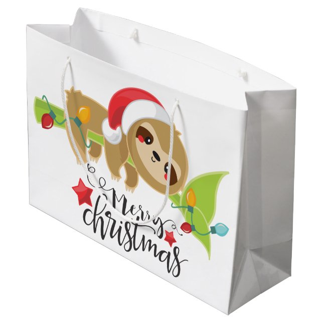 Bolsa De Regalo Grande Navidades escuetos Holiday Kawaii sloth (Angulo reverso)