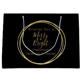 Bolsa De Regalo Grande Navidades Familia mora y oro negro brillante