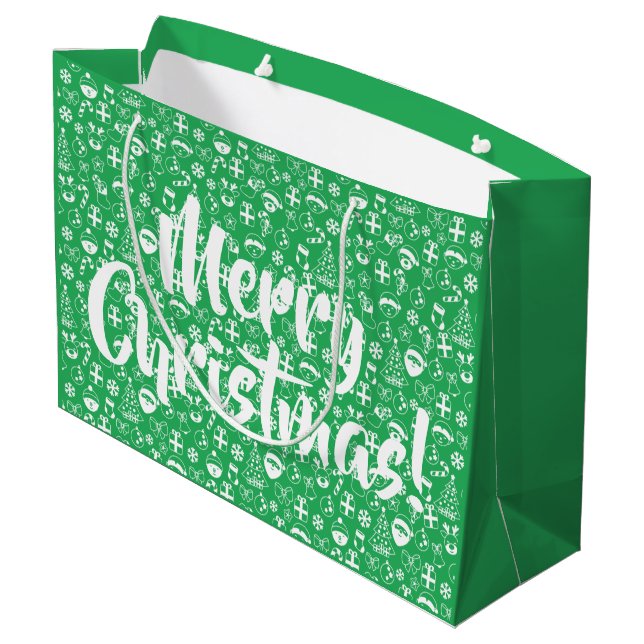 Bolsa De Regalo Grande Navidades favorecen a Green Santa Elf Snowman Sant (Angulo reverso)